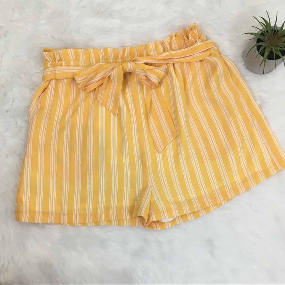 Forever 21 Mustard Yellow Paper Bag Waist Shorts L